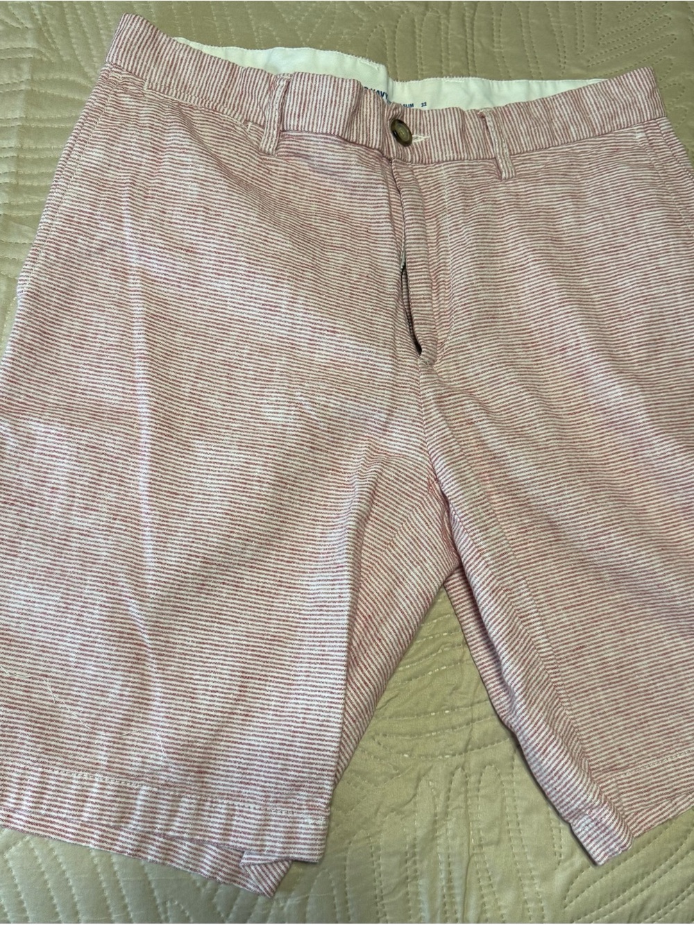 Old Navy Red and White Striped Flat Front Men's Shorts